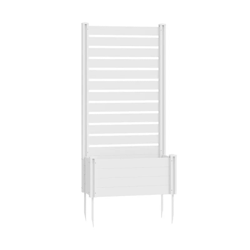 Lirago 6 ft. H x 4 ft. W White PVC Raised Garden Bed Planter Box with Privacy Screen - White