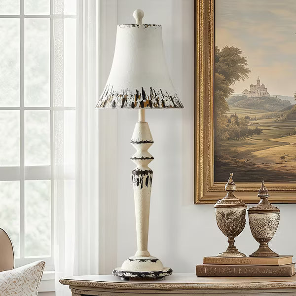 GTCLIGHTING 32“ Resin Table Lamp for Living Room with Metal Shade, Vintage Metal Nightstand Bedside Lamps for Bedroom Office,Rotary Switch
