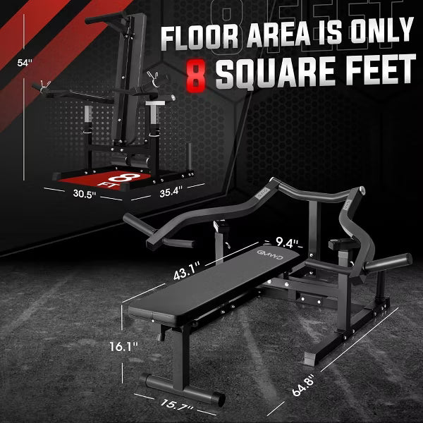 ER KANG Chest Press Machine, with Independent Converging Arms, Flat Incline Bench for Chest, AB Workouts, Shoulder Home Gym Equipment