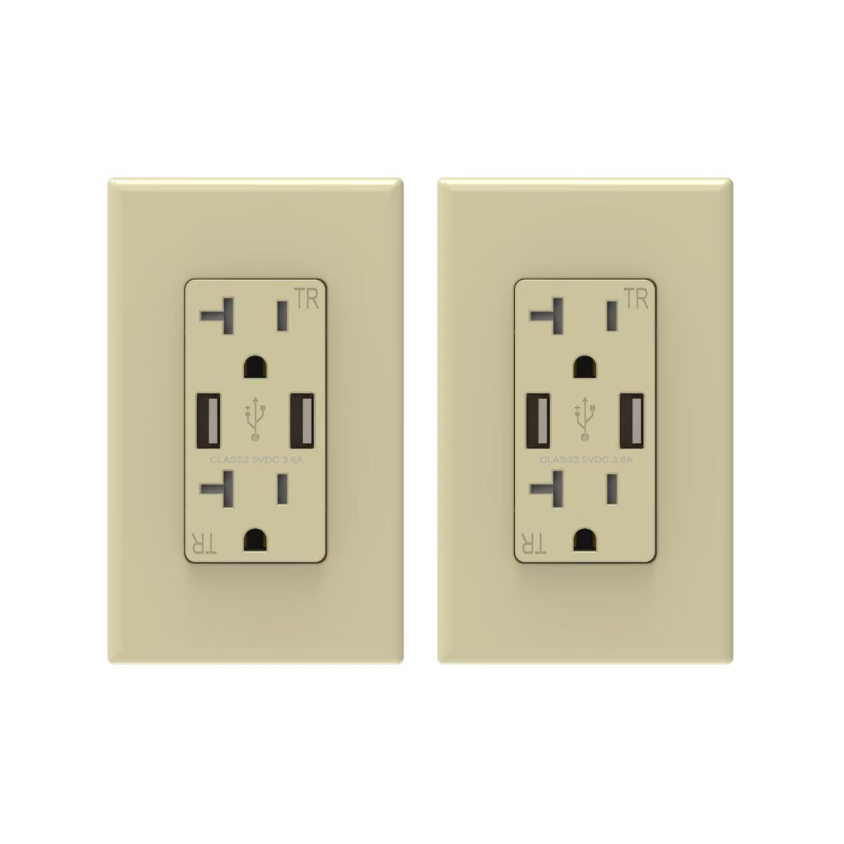 ELEGRP USB Outlet Receptacle, 20W 3.6 Amp USB Wall Outlet, 20 Amp Tamper-Resistant Electrical Outlet with Type A port, UL Listed, Wall Plate Included