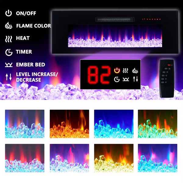 AMERLIFE Fireplace TV Stand with Electric Fireplace LED Lights Console for TV