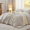 Bedsure King Size Comforter Set Beige Soft Prewashed Bedding for All Seasons 3 Pieces GentleSoft™ Down Alternative Bed Set Valentine Gift