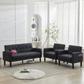 TYBOATLE 3-Piece Sofa Couch, Modern Linen Upholstered Sofa, 3-Piece Set (Loveseat & Chair) Sofa with Deep Seats for Living Room,Black