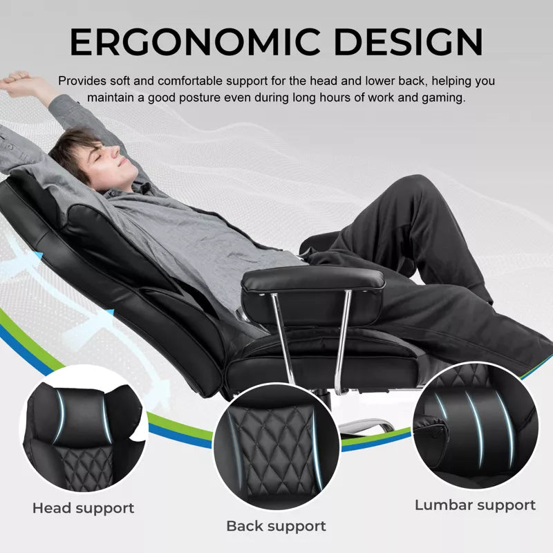 GTRACING Big and Tall Chair, Ergonomic Office Chair, Outward Fixed Soft Armrests and Footrest