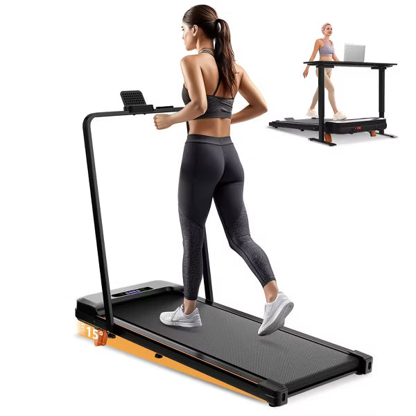 KERDOM Walking Pad Under Desk, Portable Treadmill for Home and Office, 2 in 1 Walking Pad with Remote Control 350LB Capacity, 2.5HP Treadmill with LED