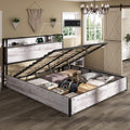 AMERLIFE Lift Up Storage Bed Frame with Lifting Storage & Charging Station