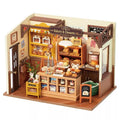 ROBOTIME DIY Miniature Dollhouse Kit Becka's Baking House Birthday, Brown, 8.5"*5.9"*6.2"