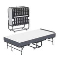 VIYET 13.00"H Folding Bed with Adjustable Headboard, 5" Memory Foam Rollaway Guest Bed, 450LBS Portable Twin Cot on Wheels for Tall People