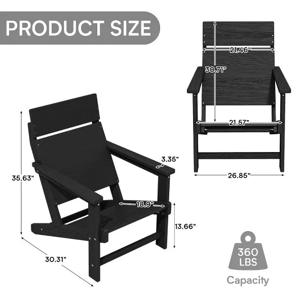 Hyleory HDPE Adirondack Chair - Panel-Back Woodgrain Outdoor Patio Chair, All-Weather Heavy , Modern Lawn Furniture for Garden, Poolside & Deck
