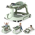 TODECARE 6-in-1 Baby Walker with Adjustable Height, Foldable Design & Speed-Control Wheels, Easy-Clean Seat, Green