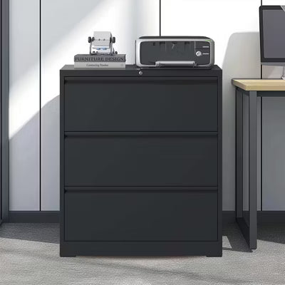Yukimo Lateral File Cabinet with Lock, 40"H Lockable Metal Filing Cabinet, Heavy Duty Steel File Cabinet, White
