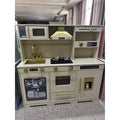 TODECARE Play Kitchen Set for Kids, Wooden Pretend Kitchen with Ice Maker, Coffee Maker, Refrigerator, Microwave, Dishwasher & Accessories, Beige