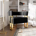 Mid-Century Modern Armchair, Upholstered Tufted Barrel Reading Chair for Bed Room, Office, Black