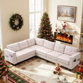 Mjkone 108"Snowflake Velvet Oversized Modular Sectional Sofa, L-Shaped Sectional Sofas with Side Pocket, Large 6 Seater Corner Sofa