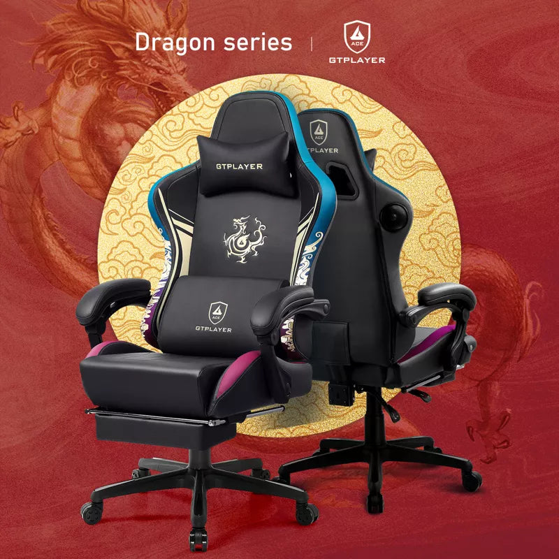 GTPLAYER Esports Gaming Chair with Bluetooth Speakers and Footrest, Dragon Series Video Game Chair