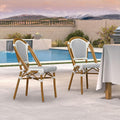 BOSMILLER 5 Piece French Bistro Table Chair Set, Outdoor Wicker Square Table and 4 Dining Chairs, Outdoor Patio Set for Garden Balcony