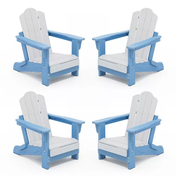 Hyleory Kids’ Foldable Adirondack Chair Set, 4-Piece – Durable HDPE Outdoor Chairs for Children