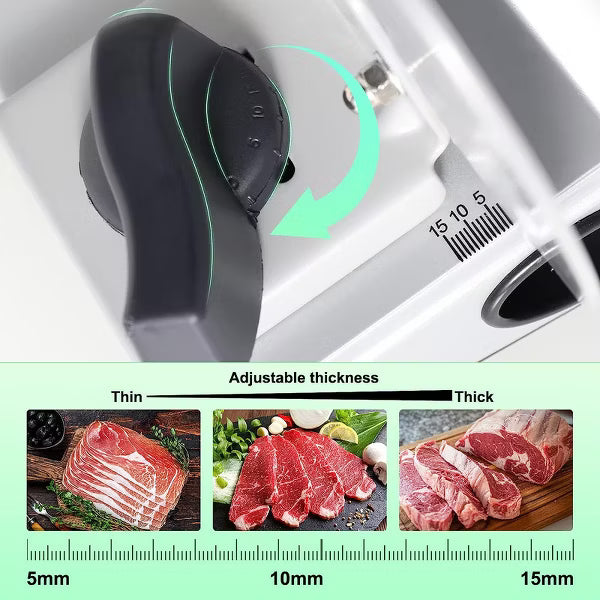 OSTBA Electric Meat Slicer, 150W, 6.7” Removable Stainless Steel Blades, Adjustable 0-15mm Thickness, Easy to Clean, for Meat, Cheese, Bread