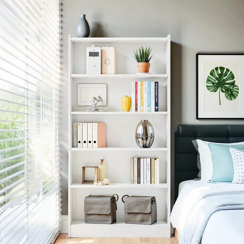 Lirago,6-Tier Wooden Open Bookshelf - Sturdy Particleboard & Melamine Saving Storage for Living Room, Office & Bedroom