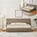 King Size Upholstered Platform Bed with Integrated Nightstands 2 Spacious Storage Drawers,Carbon Steel Frame,No Box Spring Needed,Easy Assembly,Brown