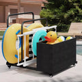 Maggift Wheelbarrows, Pool Cart with Wheels, Storage and Towel Rack, Storage Deck Box for Outdoor Patio Float,for patio, Black, 31.5"*39.4"*37.6"