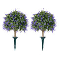 Dr.Planzen 20" Artificial Lavender Topiary Tree - UV Resistant Faux Purple Flower Plant Ball with Ground Stake for Outdoor Garden Porch Decor