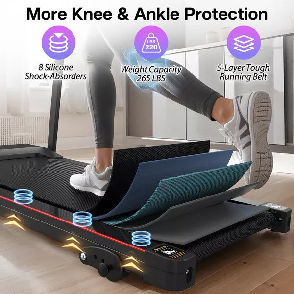 Dexmalle 2.5HP Folding Treadmill Electric Running Machine W/Bluetooth App Self-standing