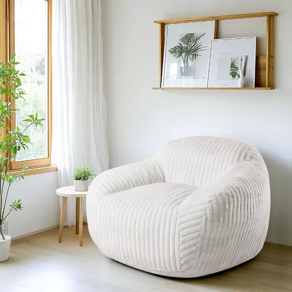 LIKEPAY Oversize Faux Rabbit Fur Single Bean Bag Sofa with Arms for Living Room, Bedroom, Gaming room
