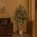 DR.Planzen 5/6FT LED Illuminated Olive Tree with Planter Lights, Twinkling Artificial Christmas Tree for Holiday Party Decor & Home Festive Displays
