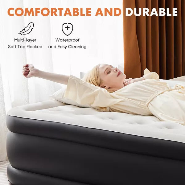 Dexmalle Queen Size Inflatable Air Mattress with Built-in Pump