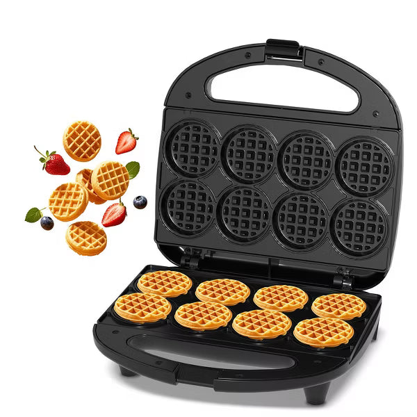 YASHE Multi Mini Waffle Maker, Compact, Black, Non-stick, 8 x 2'' Waffle Bites, Perfect for Families