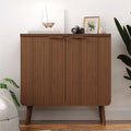 FONTOI Storage Cabinet, Sideboard Cabinet with Doors and Shelves, Buffet Cabinet with Waveform Panel for Dining Room, Walnut, 29.5*13.8*29.9
