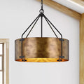 GTCLIGHTING Vintage Metal Drum Chandelier, 4-Light E27 Industrial Adjustable Chain Hanging Pendant Light Fixtures for Foyer Entryway Kitchen