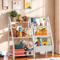 Unikito Kids Bookshelf, Book Shelf for Kids Rooms, 3 Tier Sling Bookcase Baby Toy Organizer Toddler Nursery Book Shelves, White, 32.7"x 11.8" x 28.9"