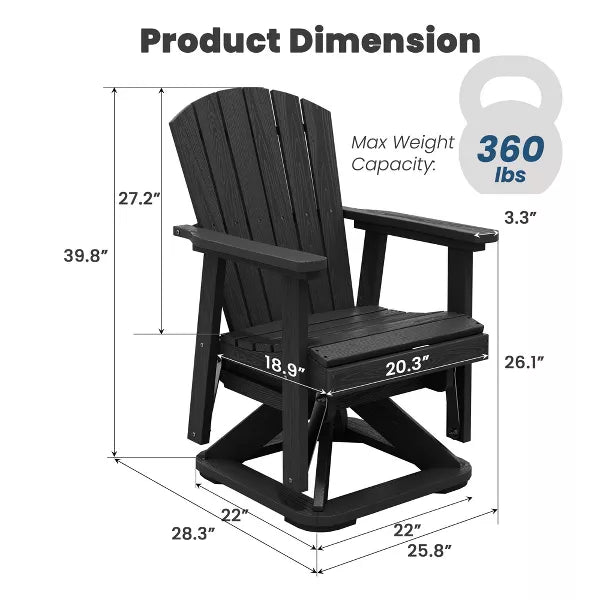 HYLEORY Adirondack Swivel Rocking Glider Chair, HDPE Resin Rocking Glider Chair