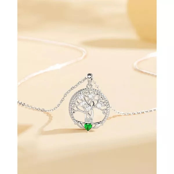 Molenia Tree of Life Necklace, 925 Sterling Silver Tree of Life Birthstone Pendant, Jewelry Gemstone Anniversary Birthday Gifts for Her Women Mom