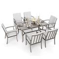 HAPPATIO 7 Piece Aluminum Patio Dining Set, Outdoor Dining Table and Chairs Set