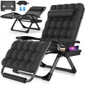 GVDV Oversized Zero Gravity Chair, 33In XXL Lounge Chair with Removable Cushion Headrest, Lawn Patio Reclining Chair Upgraded Alloy Lock and Footrest, for Indoor Outdoor, Black