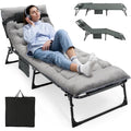 GVDV Portable Folding Camping Cot  2 Sided Comfort Mattress  Pillow, Multi Position Folding Lounge Chair, Oversized Folding Bed Cot for Outdoor, Home, Office