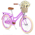 Girls Bike 20inch with Basket and Backseat, Kids Bicycle for 7-10 Years Old, Single Speed, Pink