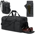 HONEIER Garment Duffle Bags for Travel 4 in 1 Waterproof Travel Suit Bag with Shoulder Strap Convertible Garment Bag with Shoe Compartment for Men Women, Carry On Luggage Bags Gym Bag, Black, 55L