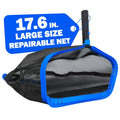 Self-Repair Pool Skimmer Net 17.6" with Heavy Duty Aluminum Frame, Large Deep Fine Mesh for Cleaning Leaf Debris