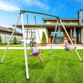 KloKick 9.5  Heavy Duty Swing Set for Kids  Adults  Includes Saucer Swing  2 Belt Swings, Outdoor Playground Equipment for Backyard Fun