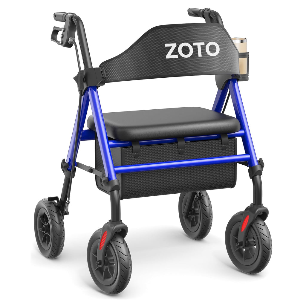 ZOTO Mobility Walker for Seniors, Lightweight Folding Rolling Walker with Seat and Backrest for Seniors and Adult