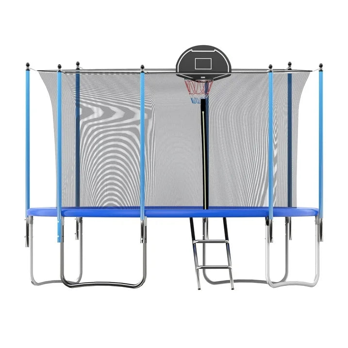 OVATOYS 1200LBS 12FT Trampoline for Adults and Kids,Trampoline with Enclosure,Basketball Hoop, Recreational Trampoline with Ladder, Heavy Duty Trampoline Capacity for 5 6 Kids