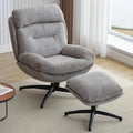 Othniel Gray Swivel Accent Chair with Ottoman Rocker Glider Chairs Ottoman Footrest Set