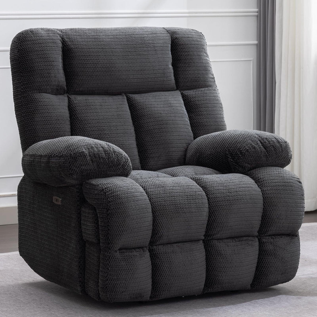Othniel Oversized Power Recliner Big Man Recliners Chair Large Electric Oversized Reclining Chair Gray
