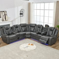 Othniel Power Reclining Sectional Couch with Bass Speaker,Wireless Charger,LED/Reading Light Gray