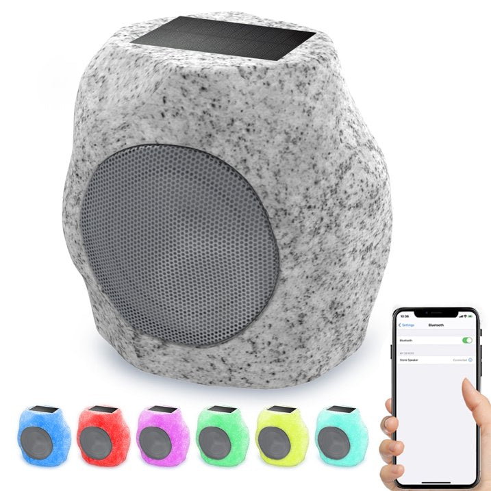 Outdoor Rock Speaker, Outdoor Speaker Bluetooth, Solar Charging, All Weather Use, Great for Pool, Garden, Patio