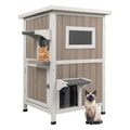PETSCOSSET Outdoor Cat House, Two-Story Feral Cat Shelter with Asphalt Roof
